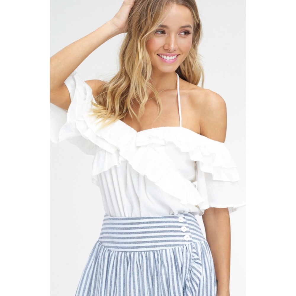 NWT ♡ Ivory Off-The-Shoulder Ruffle Top, ON SALE!